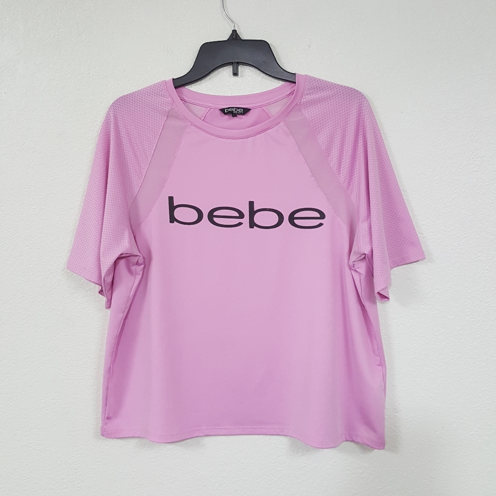 Bebe Sz L Pink Black Y2K Football Style Jersey